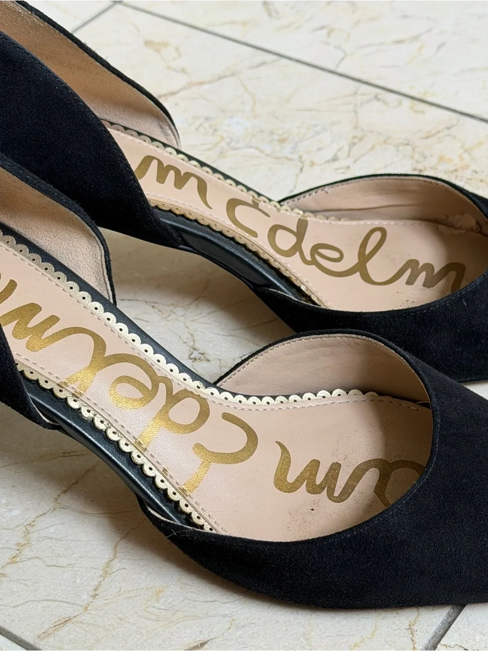 Sam Edelman Black Suede Pointed D'Orsay Flats - Picture 2 of 4
